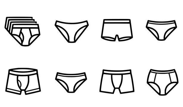 Underwear line art collection briefs boxers and panties vector icons
