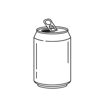 Simple Line Drawing of an Open Soda Can.