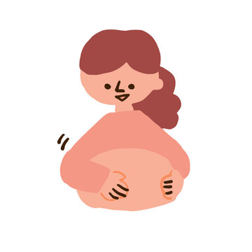 An illustration of a mom talking to her baby bump
