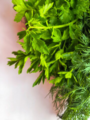 Fototapeta premium Fresh Green Dill And Herbs Background Texture