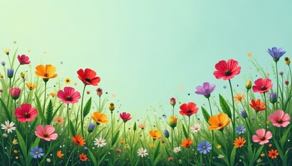 Fototapeta premium Colorful meadow of flat herbarium wildflowers on a natural background, plant study, yellow