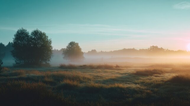 Misty Meadow at Sunrise