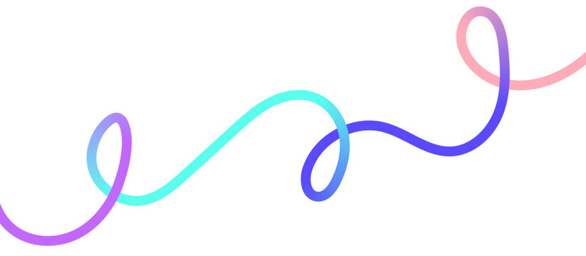 Abstract Doodle Swirl Line with Color Gradation, Modern Gradient Wave Loop and Futuristic 3D Geometric Vector Design.