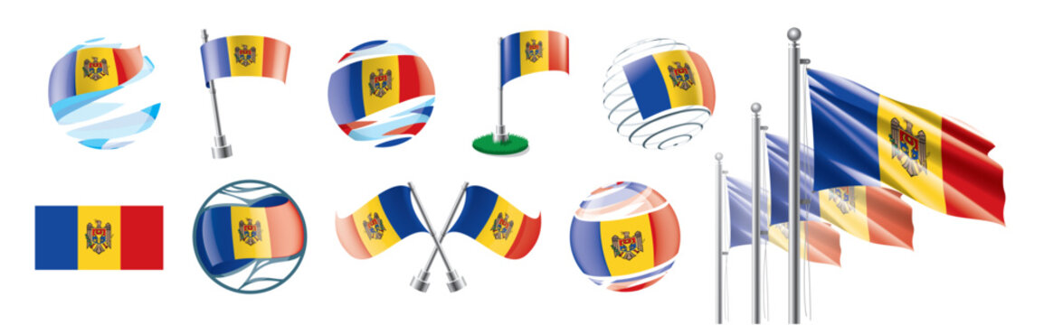 A set of vector Moldavian flags of different designs