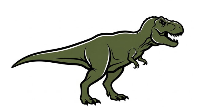 Green Tyrannosaurus Rex Dinosaur Illustration.