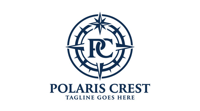 Polaris Crest compass logo emblem with circular star design
