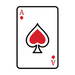 Fototapeta premium Playing card ace of spades with red suit icon.
