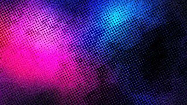 Abstract digital background with neon pink and blue glowing light grid