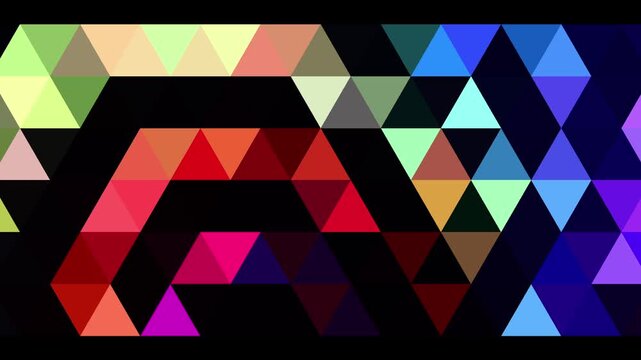interlocking colored geometric shapes changing abstract motion background, mosaic pattern, commonly used for digital signage, VJ loops, and web design textures