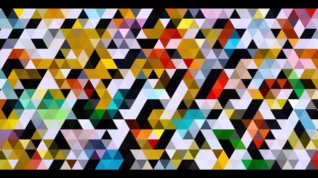 interlocking colored geometric shapes changing abstract motion background, mosaic pattern, commonly used for digital signage, VJ loops, and web design textures