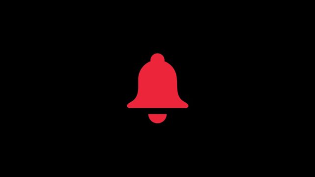 Notification Bell Icon Animation on Black Background. 4K videos,.. Modern Notification Alert Icon Animation. Animated Bell Notification Symbol for Message and Alert Concept. 4K video,..!!