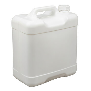 Large white plastic jerry can for liquid storage and transportation