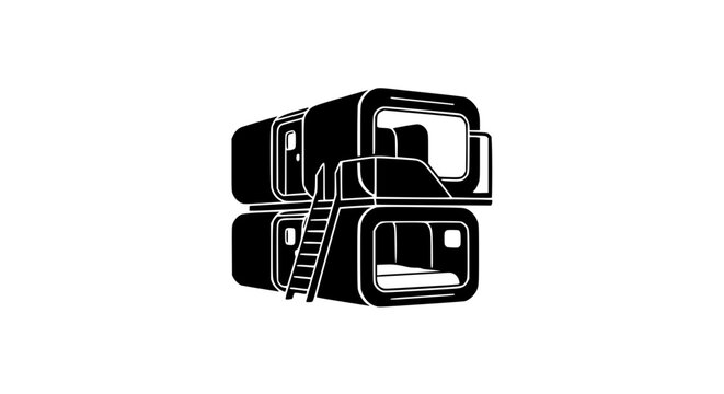 Capsule hotel pod beds vector illustration isolated on white