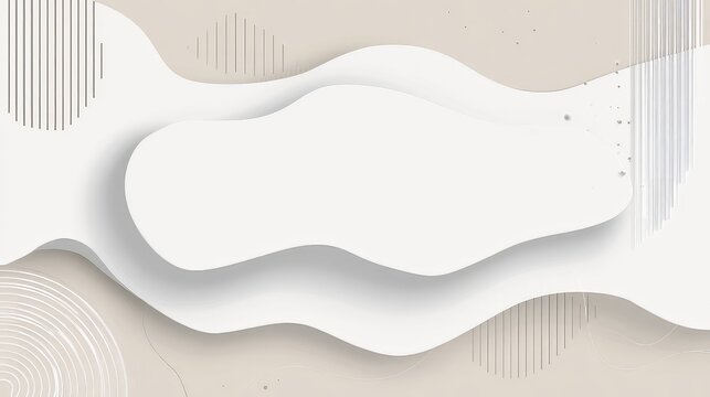 Abstract Landscape with Fluid Shapes and Geometric Lines on Beige