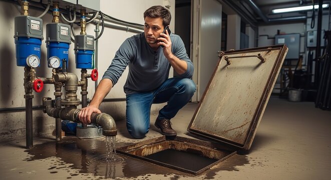Man in workshop sifting grain on traditional sieve in industrial setting with rustic tools