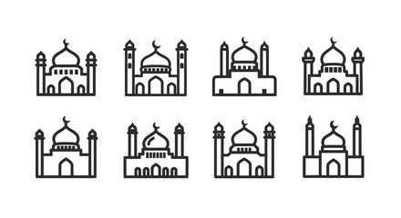 Obraz premium Set of minimalist mosque icons for diverse design and religious concepts