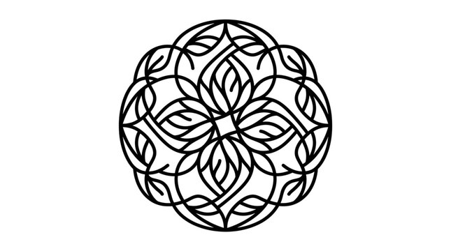 Intricate black mandala design on white.