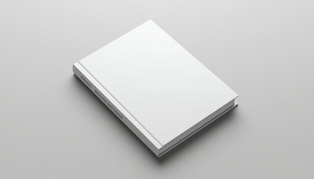Hard cover book mock up isolated on soft gray background. 3D illustrating