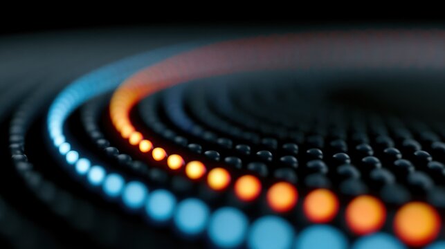 Abstract glowing led circles in retro arcade style digital background
