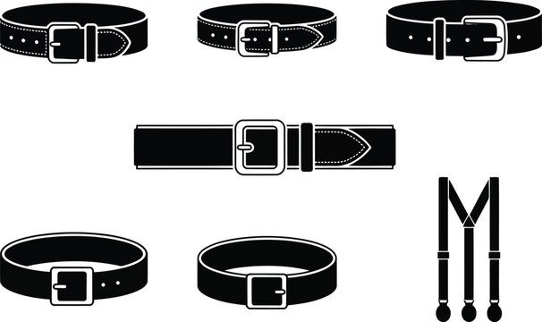 Black leather belts and suspenders
