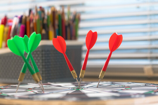 Dart arrow on target for business Competition Concept With One Clear Winning Target