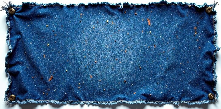 Distressed denim flag with frayed edges and worn-out stitching, worn texture, vintage aesthetic
