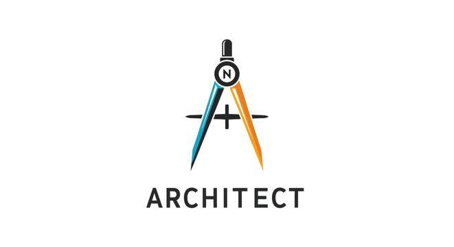 Architect logo with compass and pencil.