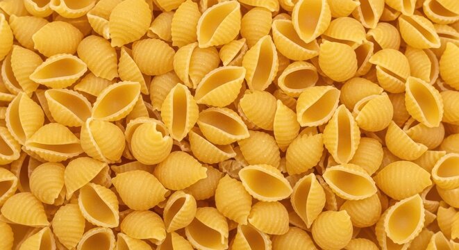 Top view of raw shell pasta texture background