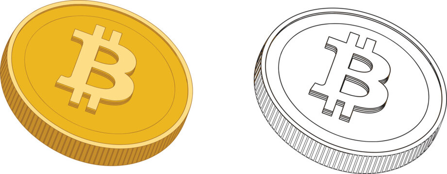Golden and Silver Bitcoin Coins Illustration Representing Cryptocurrency Investment Digital Finance and Blockchain Technology