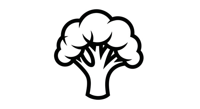 Black and white broccoli illustration on a white background isolated vector art
