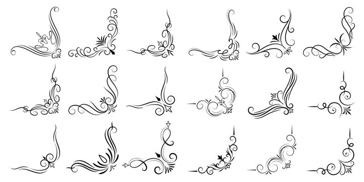 ornate vintage corners with decorative baroque rococo flourishes and floral scrolls