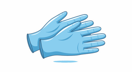 Obraz premium Cartoon illustration of blue medical gloves on white background