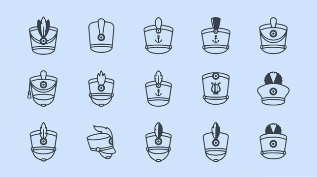 Vintage Military Caps Collection: Officer Hats, Naval, and Ceremonial Headwear Icons