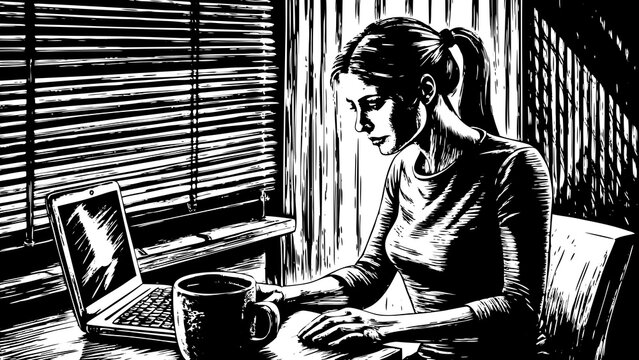 woman working on computer