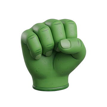 Green Fist Clenched in a Power Pose