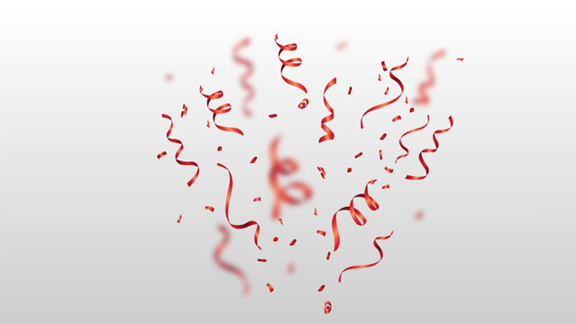 bursting red confetti and ribbon
