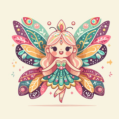 Vector illustration of a cute fairy flying