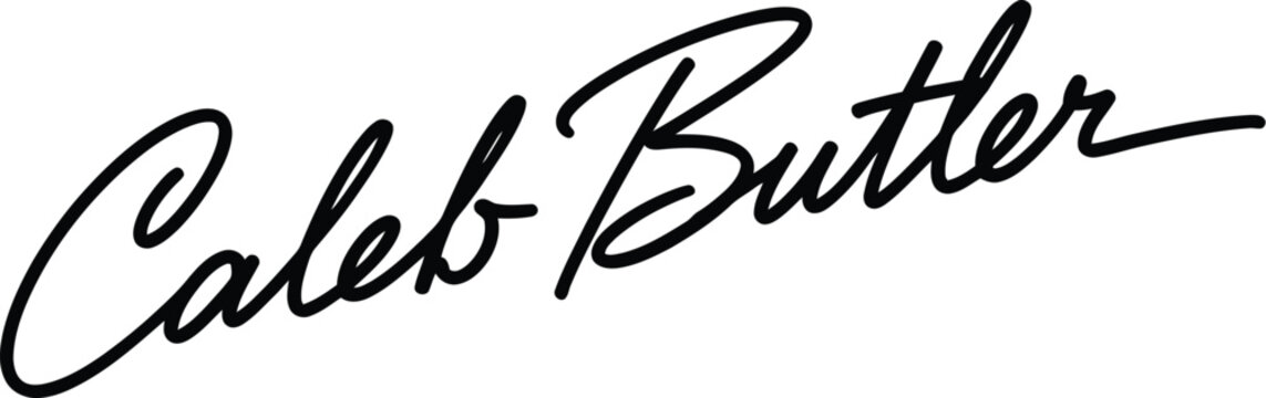 Caleb Butler signature rendered in a fluid black cursive style denotes branding.