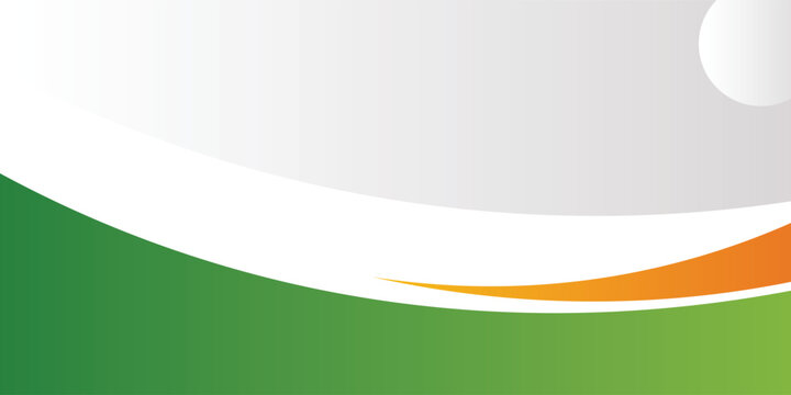 Abstract green, orange, and white wavy background with light grey gradient. Vector illustration template for national independence day, republic day celebration banner, or patriotic flyer.