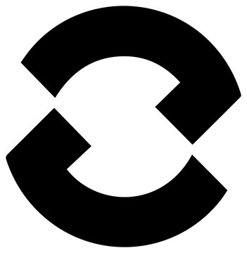 Solid black filled icon of a survey iteration cycle representing process feedback and improvement on a white background