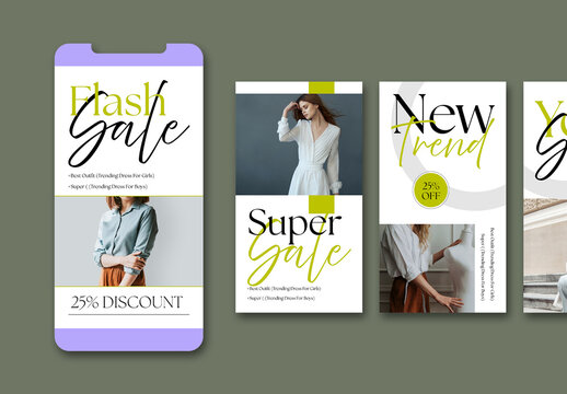 Fashion Sale Social Media Story Template Set