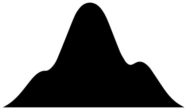 Solid black filled icon of survey kurtosis peakedness statistical distribution graph on white background