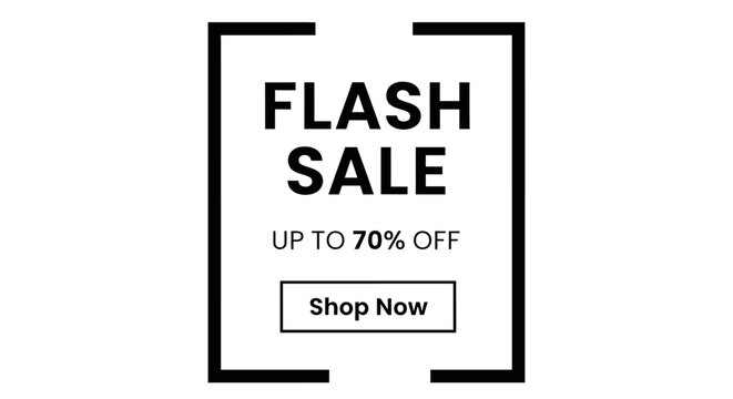 Flash sale advertisement bold typography discount offer shop now button