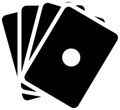Solid black filled icon of survey randomization shuffle cards on white background for data analysis and research