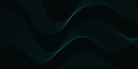 Obraz premium Elegant abstract dark teal background featuring smooth flowing waves and fluid lines. Perfect for modern tech and luxury corporate design backdrops.
