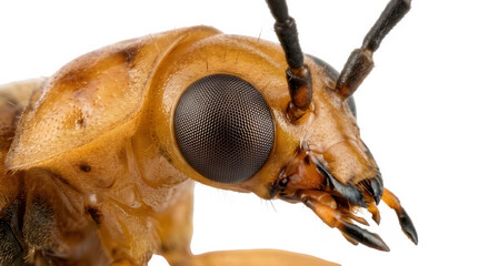 Fototapeta premium Close-up Firefly Macro Photography, Isolated Insect with Detailed Compound Eyes on Transparent Background