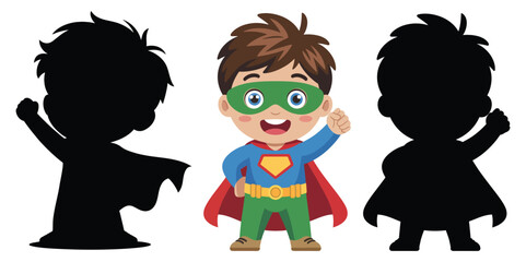 Boy wearing superhero costume.vector and illustration © Noyon