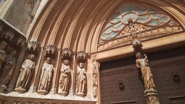 Ornate gothic facade of the Tarragona Cathedral