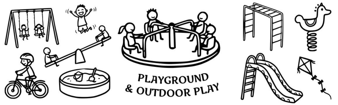 Playground and outdoor play Doodle Vector Illustration