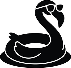 Obraz premium swan, pool float, inflatable, sunglasses, black, silhouette, white background, minimalist, summer, recreation, leisure, pool, float Black silhouette of a swan pool float with sunglasses